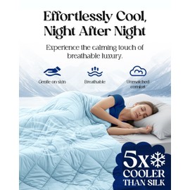 SLEEPHORIA Cooling Comforter Queen Size for Hot Sleepers & Night Sweats, Luxury Lightweight Breathable Bedding, All-Season Cool Blanket for Bed, Reversible Cold & Soft Touch (Blue & Dark Grey)