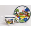 Village Art Deco Tea Cup & Saucer Fine Bone China