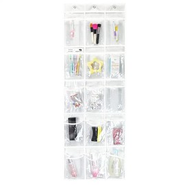 AIMALL Wall Hanging Storage Bag 15 Transparent Pockets Waterproof Door Organizer 18 x 52 Inch for Accessories Storage Dorm Living Room Home Decor