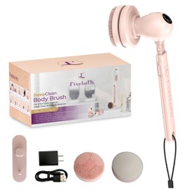 EverBath Smart Electric Shower Brush – Waterproof, LED Display, Adjustable Spin & Vibration Modes, Extendable Arm, Anti-Slip Design, Type-C Port, 2 Brush Heads,15 Showers Per Charge, Hanger & Charger