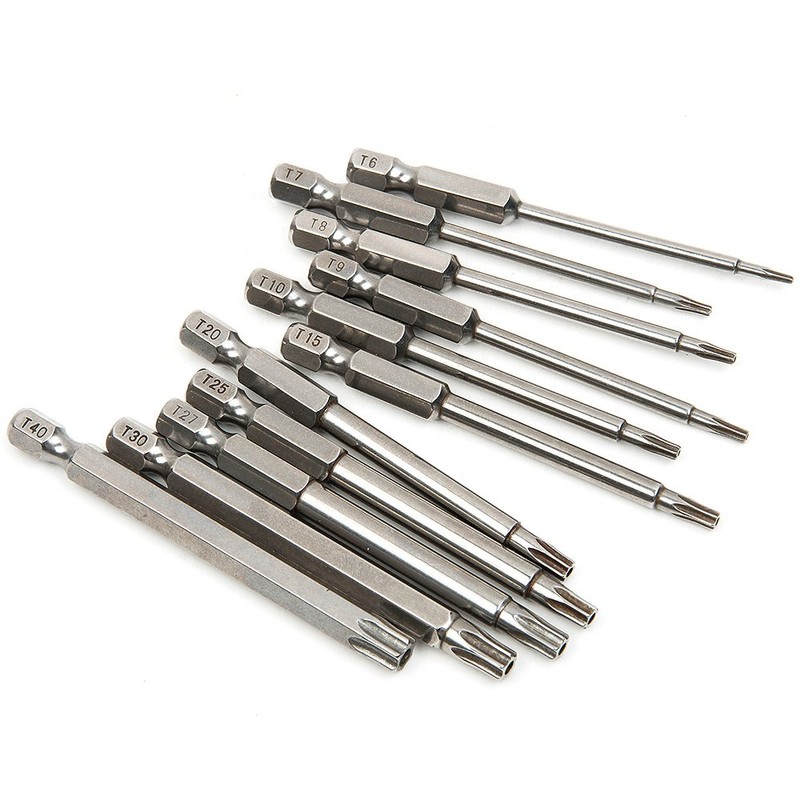 zmart Torx 75mm Long Driver Bit Set of 11 6.35mm