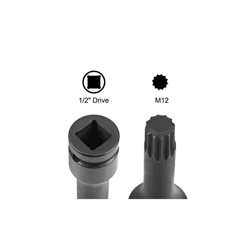 uxcell 1/2" Drive x M12 (12mm) Impact Triple Square Spline