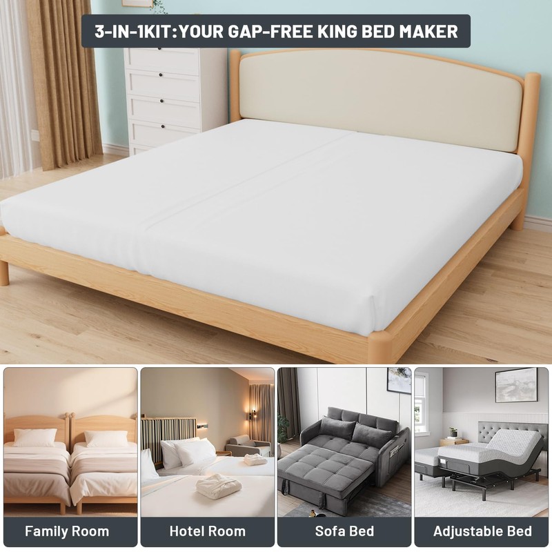 Spongiduits 3-in-1 Split King Bed Bridge with Removable Washable Cover,