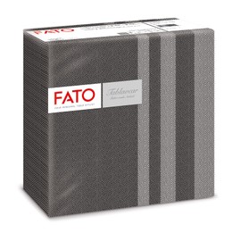 Fato - Trockene Papierservietten, Airlaid, Textileffekt, Packung mit 50 Servietten, Größe 40x40 gefaltet in 4, Schwarzes Tweed-Muster