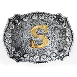 Mens Belt Buckles English Letter 3D Western Cowboy Alphabet Initial Belt Buckles for Men, s