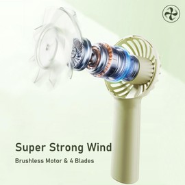 Asa Vea Personal Fan - Powerful 4-Blade Mini Handheld Fan, 3-Speed Adjustable, USB Rechargeable, 1200mAh Battery, Lightweight & Portable for Travel & Outdoor, Ideal Gift (White)