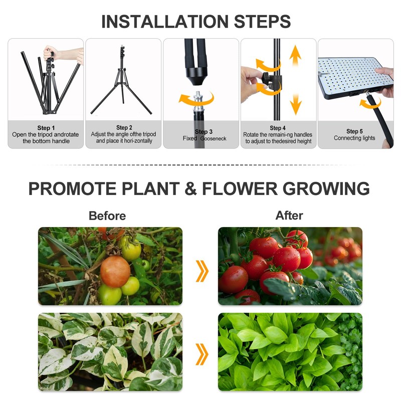 3Head 75W Standing Grow Lights for Indoor Tall Plants, Monstera