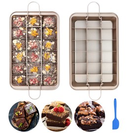IVEOPPE Brownie Backform Backblech Brownie, mit Trennwänden und Spatula, 31 * 20 * 3.7 cm, Antihaftbeschichtete Brownie Backform für Backen von Kuchenkeksen