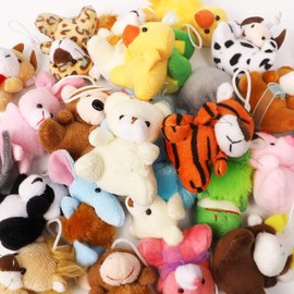 Juegoal 26 Pack Christmas Mini Animal Plush Toy Set, Cute Small Stuffed Animal Keychain Set, Goodie Bag Fillers, Carnival Prizes for Kids, Assortment Kid Valentine Gift Easter Egg Filter Party Favors
