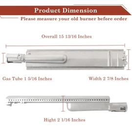 Beurbcikue Cast 304 Stainless Steel Burner for Jenn Air 720-0061 720-0062 720-0063 Grill Burner Replacement Parts for Jenn Air, Glen Canyon, Nexgrill, 15 13/16", 3 Pack