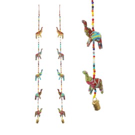 Aditri Creation Set of 2 Door Hanging Colorful Decorative 5 Fabric Elephant String for Indian Traditional Indoor Wall Temple Bedroom Home Party Decor Gifting Ideas(Size:-33") (Multicolor)