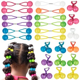 EXPRESSIONS Colección de Elásticos para El Cabello con Bolas de Cola de Caballo de 24 Piezas, Bolas de Cola de Caballo con Acabado de Mármol de Colores Brillantes para Niñas Y Niños Pequeños 24 Unidad