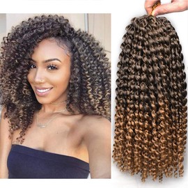 Xtrend Passion Twist Hair Ombre Burgundy Water Wave Crochet Braiding Hair Pre-Loop Synthetic Natural Hair Extensions Passion Twist Braiding Hair for Black Women 2 Packs 45 cm 22 Strands