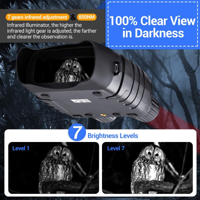 BNISE Night Vision Binoculars Goggles, Digital Infrared Binoculars with Night