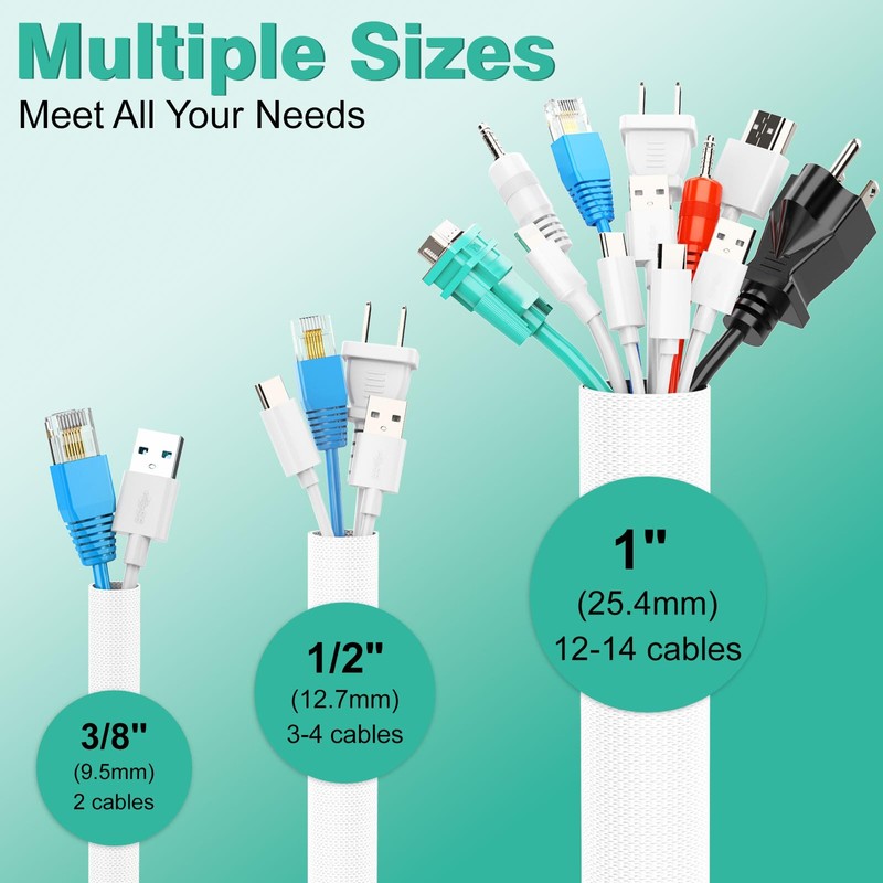 UOMTFAI Cord Protector from Cats Dogs 25ft 1/2 Inch, Flexible