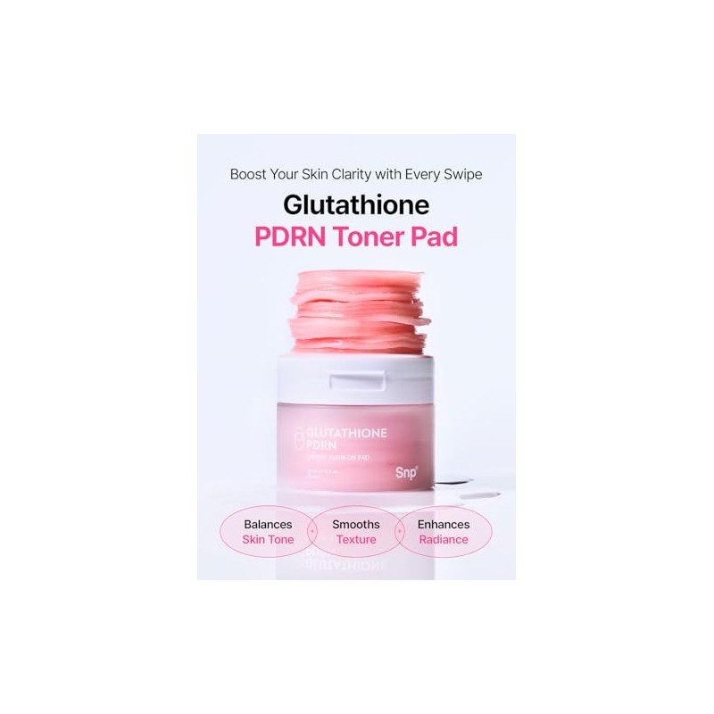 Snp PDRN+99% glutatión+niacinamida almohadillas de tóner facial | Almohadilla exfoliante