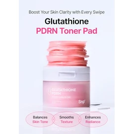 Snp PDRN+99% glutatión+niacinamida almohadillas de tóner facial | Almohadilla exfoliante para tratar imperfecciones | Almohadilla de acné LHA, PHA | Bambú y vitamina C, E, parche de doble cara de