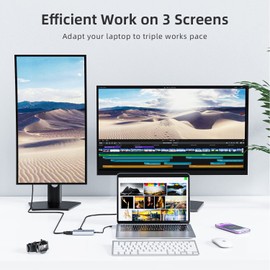 Tiergrade USB C to HDMI Adapter, 4-in-1Type C to Dual HDMI Adapter, Thunderbolt 3 Adapter with 2 HDMI Ports, 100W Power Delivery, USB 3.0 Port for MacBook Pro/Air, Pixelbook, XPS, Galaxy, and More