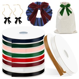 Glarks 10Rolls 9Yards Velvet Ribbon Set, 10 Colors Fabric Ribbons Roll for Valentine's Day Crafts Chair Sash Gift Wrapping, Invitation Cards, Floral Sewing Party