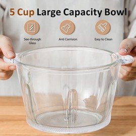 Cordless Food Processor Electric Chopper, Small Wireless Processor 6000mAh Battery with 5cup/1.2L Glass Bowl for Vegetable, Onion, Baby Food, Mini Garlic Chopper Portable Meat Blender Mixer, White