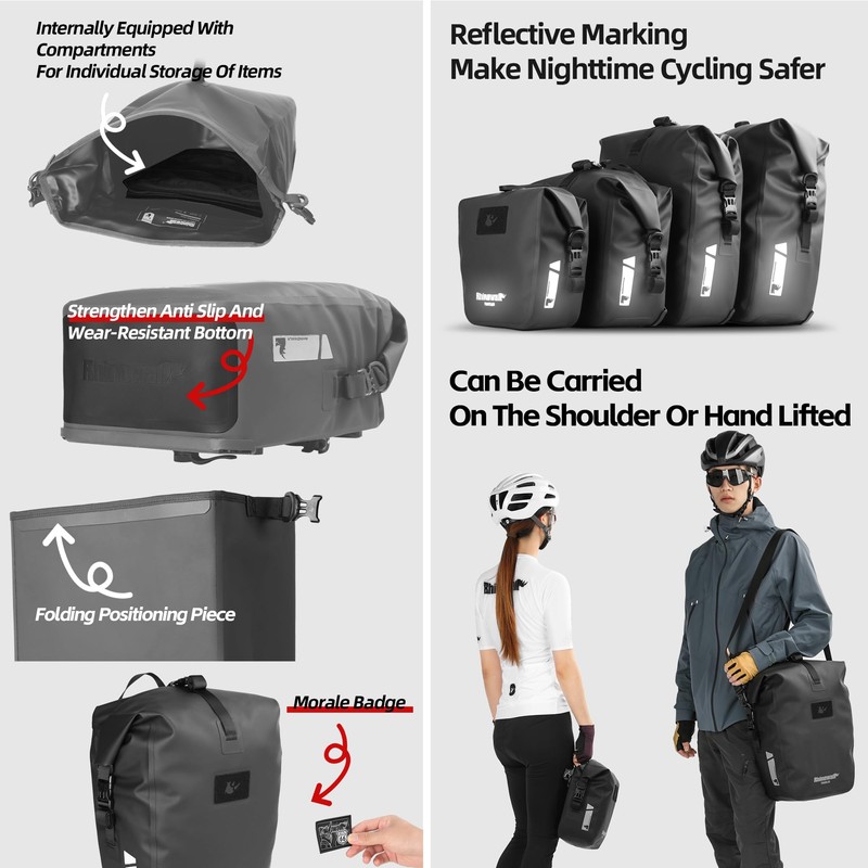 Rhinowalk Bike Pannier Bag Waterproof 6/12/20/25L Bicycle Rear Seat Bag