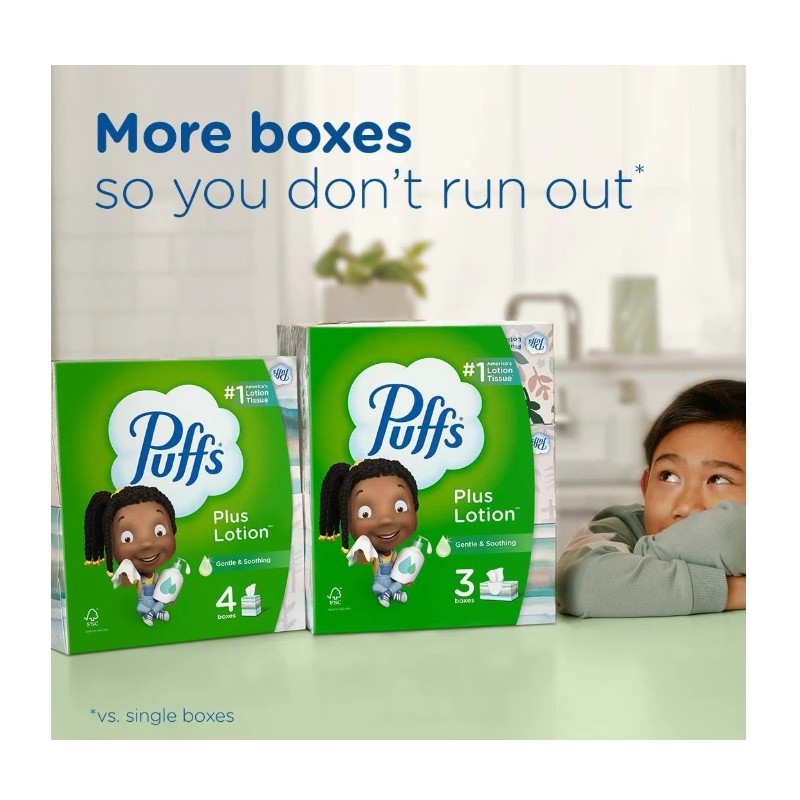 Puffs Plus Lotion Facial Tissue 1 Cube Box 48 Tissues