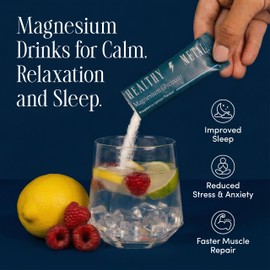 Healthy Metal Magnesium Drink Mix Sachets for Sleep, Relaxation & Daily Support, Magnesium Glycinate Powder, Raspberry Lemon Flavour, Easy to Mix Supplement, 30 Sachets
