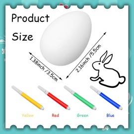 SHEHARUHI 12 Pcs White Blank Plastic Easter Eggs Kit with 4 Color Pens Bulk Decoration for Craft Hanging Artificial Eggs with Rope DIY Painting Decorating Basket Fillers Gift Easter Party Favors