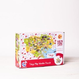 Terra Puzzles Tokyo Map Wooden Jigsaw Puzzle 152 Piece, 15x10 inches