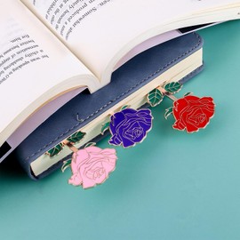 simarro Metal Rose Bookmark, Flower Book Page Holder for Reading Lovers, Cute Bookmarks Gift for Teacher Appreciation Gifts Valentine Mother's Day Thanksgiving Gift for Women Girls(Pink)