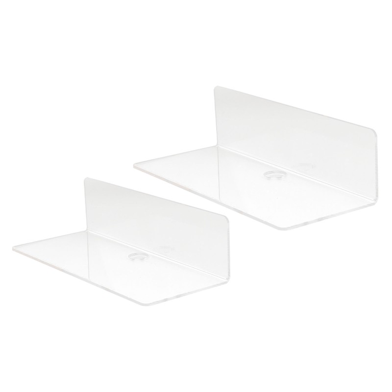 2Pcs Clear Floating Shelf Acrylic Fine Surface Delicate Modern Transparent
