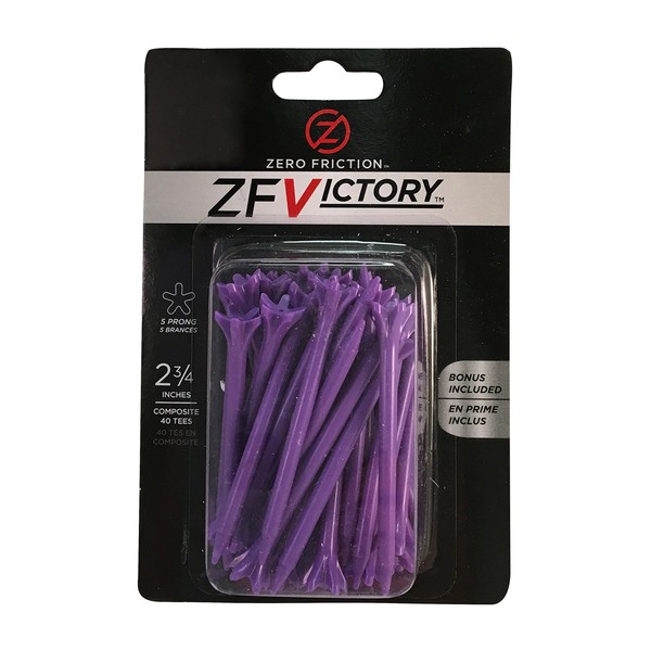 Zero Friction Victory 5-Prong Golf Tees (2-3/4 Inch, Purple, Pack of 40)
