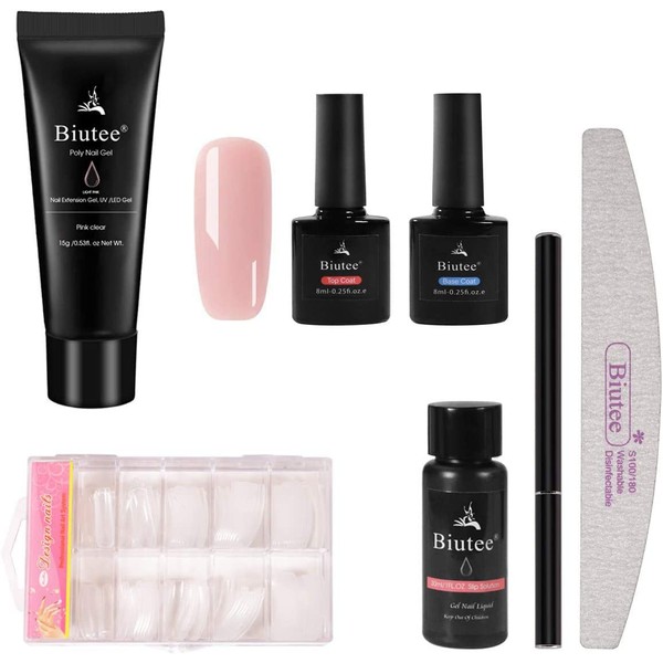 DEWEL Nail Extension Gel Kit Gel 1 Acrigel Nail Gel for Extension1Base Coat and Top Coat Pieces of Nail Molds Nail File Crystal Pen