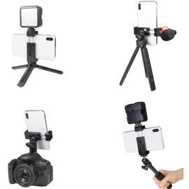2-Way Smartphone Holder, 1/4" Tripod Monopod, Selka Stick Attachment, Compatible with 1/4" & 3/8" Tripod Hole, Shoe Mount, Clip Fixed, Cell Phone, Cold Shoe Adapter, Smartphone Holder, Aluminum Alloy