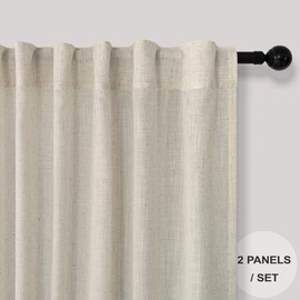 Beige Curtains 72 Inch Length for Living Room 2 Panels Set Back Tab Rod Pocket Light Reducing Semi Sheer Flax Linen Curtains for Bedroom Sack Tweed Crude Country Farmhouse Decor 52x72 Inches Long