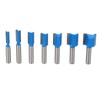 7 Pcs Straight Router Bit 8mm Shank Double Flute Wood
