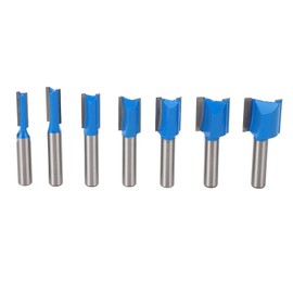 7 Pcs Straight Router Bit 8mm Shank Double Flute Wood Trimming Cutter Carbide Straight Cut Router Bit Set