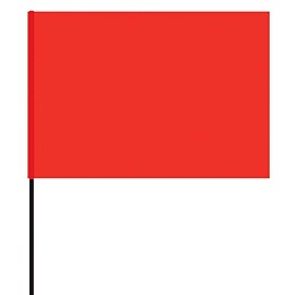A.M. Leonard Vinyl Stake Flags with Wire Stakes, Bundle of 100 Oversize Marking Flags (Red)