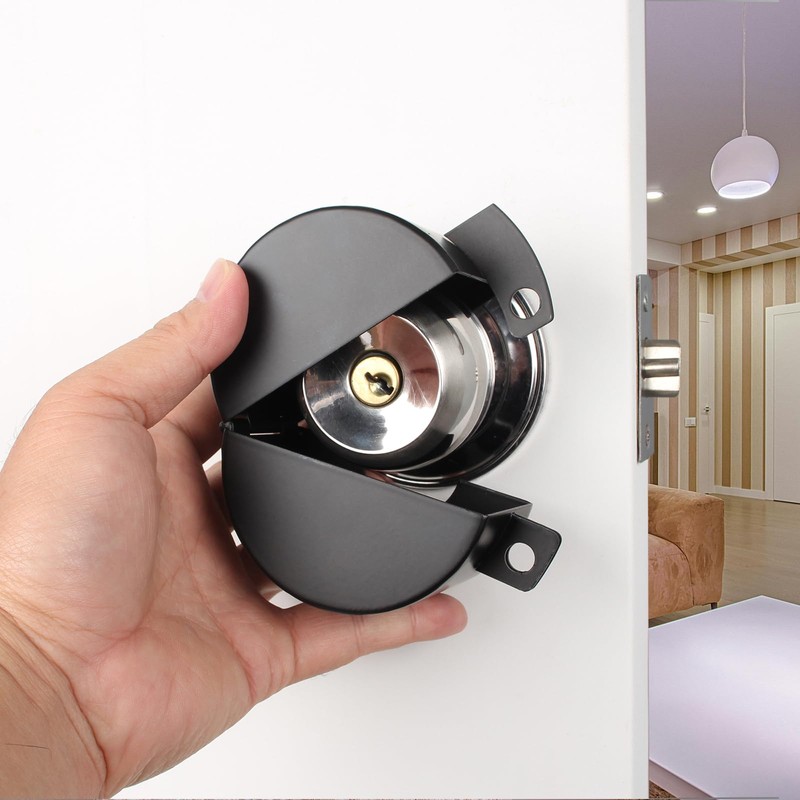 Posnaland Door Knob Lockout Device,Doorknobs Locking Cover with Padlock, Door
