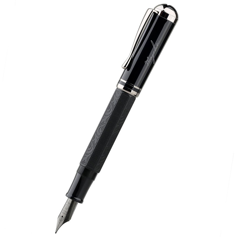 Majohn P138 Piston Fountain Pen Extra Fine Nib, Black Octahedral