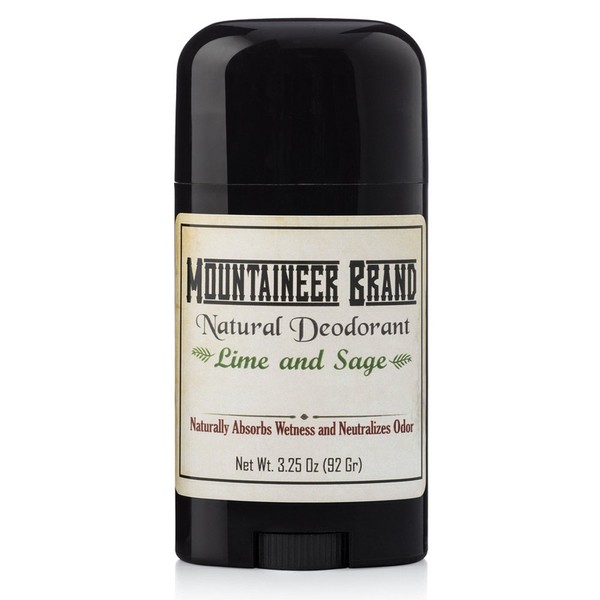 Mountaineer Brand All Natural Deodorant Stick by Mountaineer Brand | Stay Fresh With Safer Ingredients | 3.25 oz (Lime & Sage))