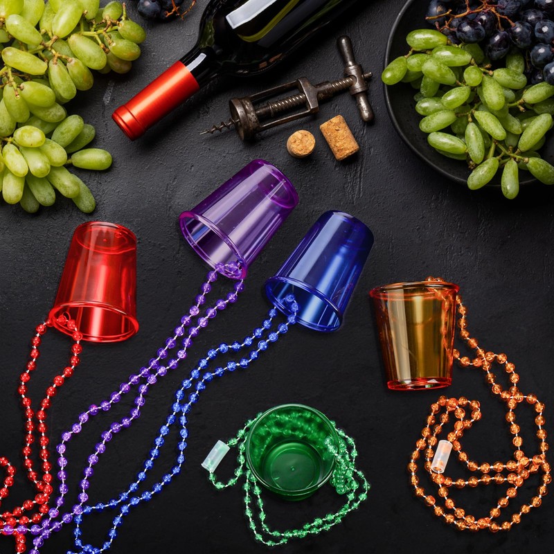 Cididu 36 Pack Shot Glass on Beaded Necklaces, Plastic Shot