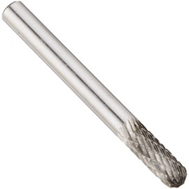 Drill America SC-1 Carbide Burr/Rotary File Cylindrical Radius-End Double Cut for Die Grinder 1/4" Dia. x 1/2" Cut Length with 1/4" Shank and 6" Overall Length, DUL Series
