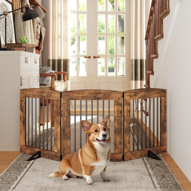 HOOBRO Indoor Dog Gate with Support Feet, Freestanding Pet Gate