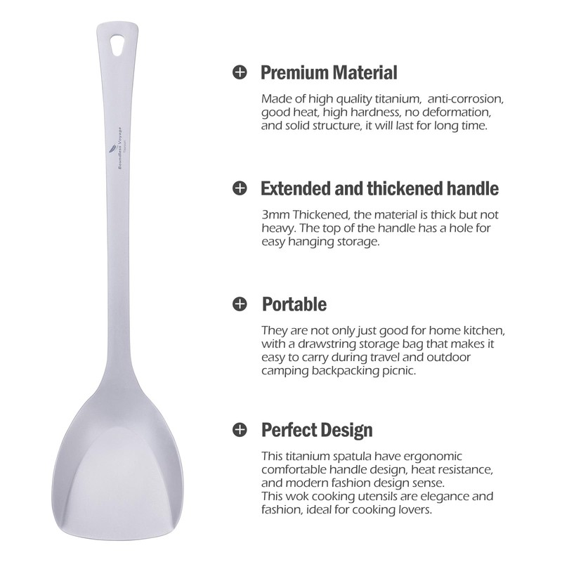 Boundless Voyage Titanium Spatula Food Turner Lightweight Food Grips Cooking
