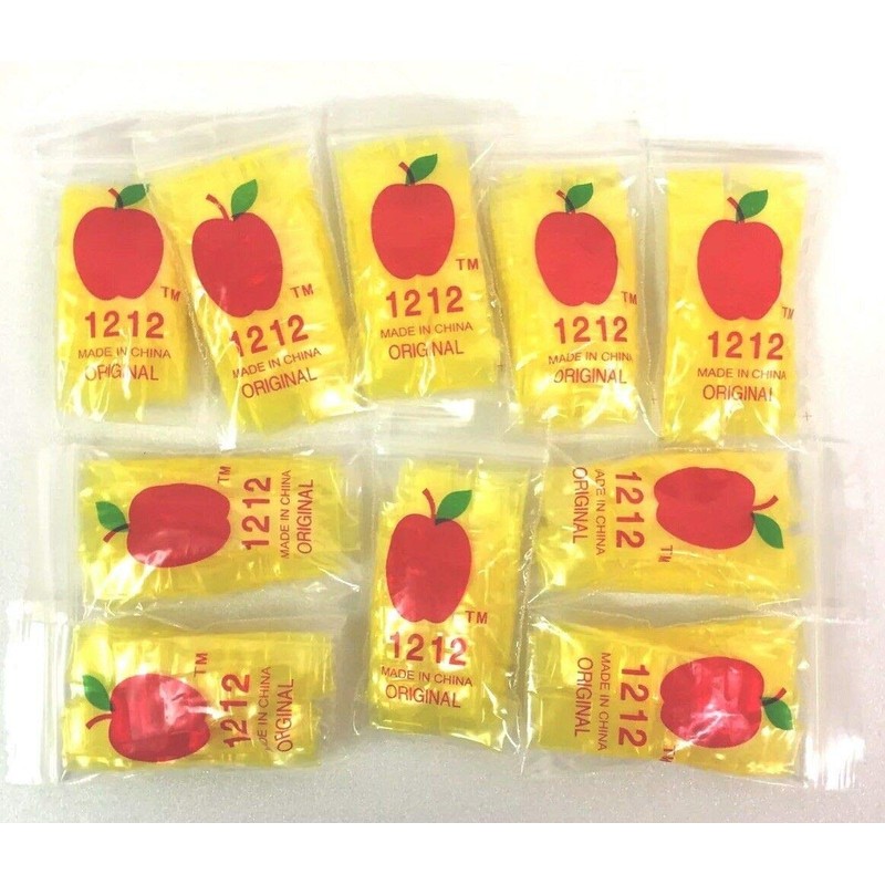 1212 (1/2"X1/2") Yellow Color Apple Brand Mini Resealable Baggies, Case