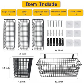 Joben Oligey 3 Set [Extra Large] Hanging Wall Baskets ,Wire Basket For Storage Pantry, Farmhouse Food Storage Kitchen Pantry Laundry Closet Garage RV ,Black