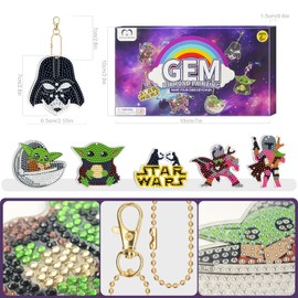 MATHARAGO Diamond Art for Kids 6 Pcs DIY Diamond Painting Cartoon Keyrings Set, Painting by Number Gem Keychains Craft Kits for Kids Ages 6-12, Gifts for Birthday, Back to School