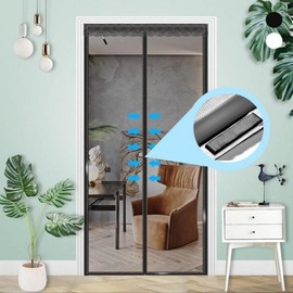 Magnetic Lace Mesh Screen Door for Entryway (Small/Medium, Black/White) 02 Entryway Screen Door White Medium