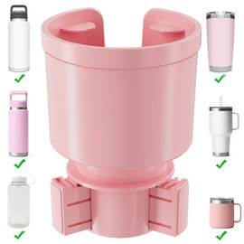 Upgraded Car Cup Holder Expander Adapter with Offset Adjustable Base, Compatible with Yeti 14/24/36/46oz Ramblers, Hydro Flasks 32/40oz, Other Large Bottles Mugs in 3.5"-4.0", Pink 1 Pack